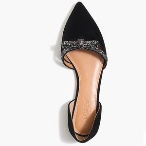J. Crew Suede d'Orsay flats with glitter bow